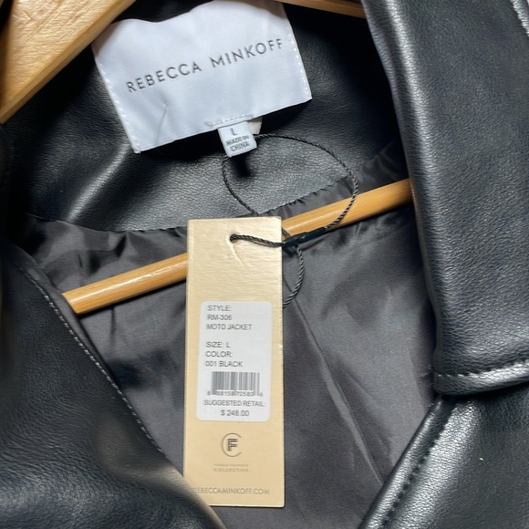 Rebecca Minkoff black size Large Moto Jacket large vegan leather - Picture 2 of 8